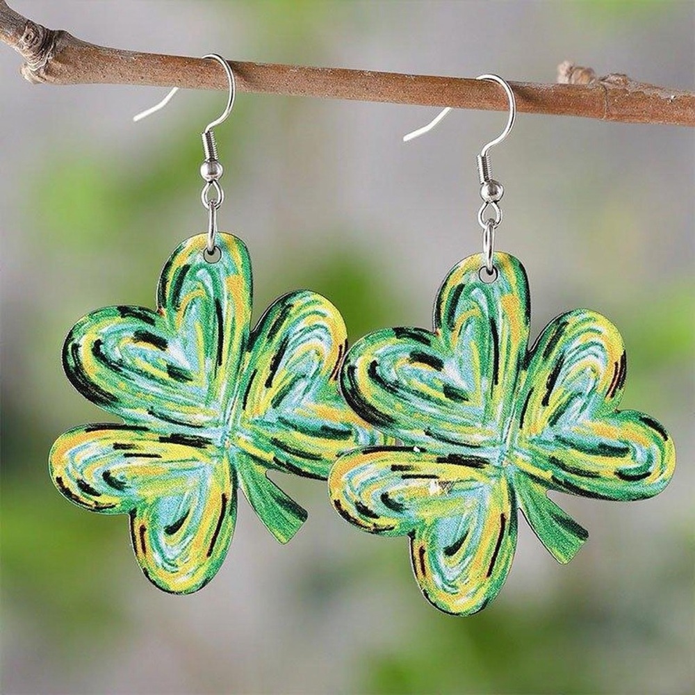 Green and Yellow Shamrock Earrings